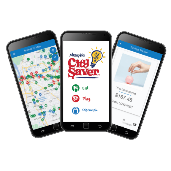 Memphis City Saver mobile app on phone screens